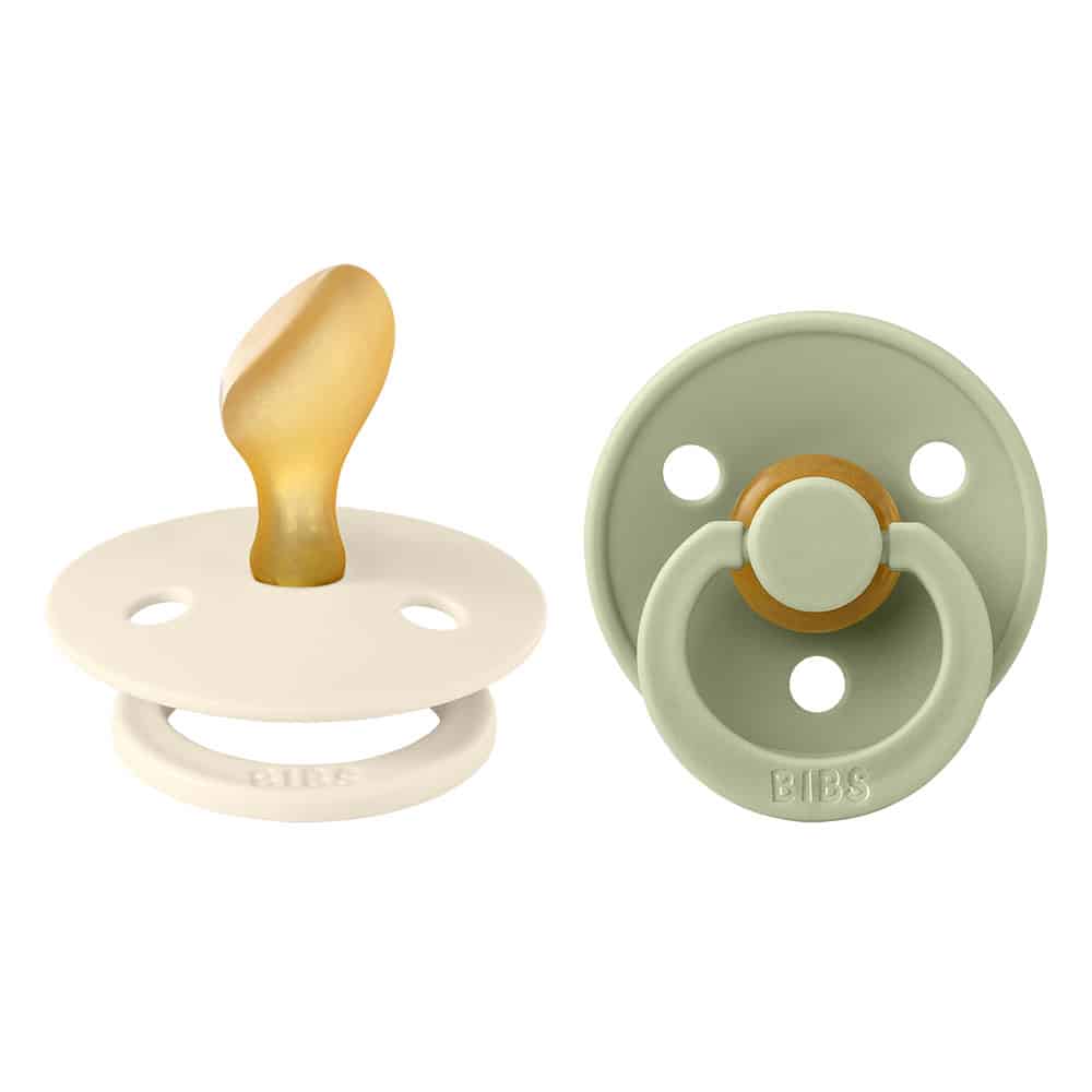 Poškodený obal - BIBS Colour anatomické cumlíky z prírodného kaučuku 2 ks - veľkosť 2 - Ivory / Sage