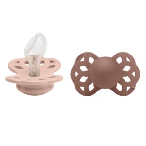 Poškodený obal - BIBS Infinity anatomické cumlíky zo silikónu 2ks - veľkosť 2 - Blush / Woodchuck
