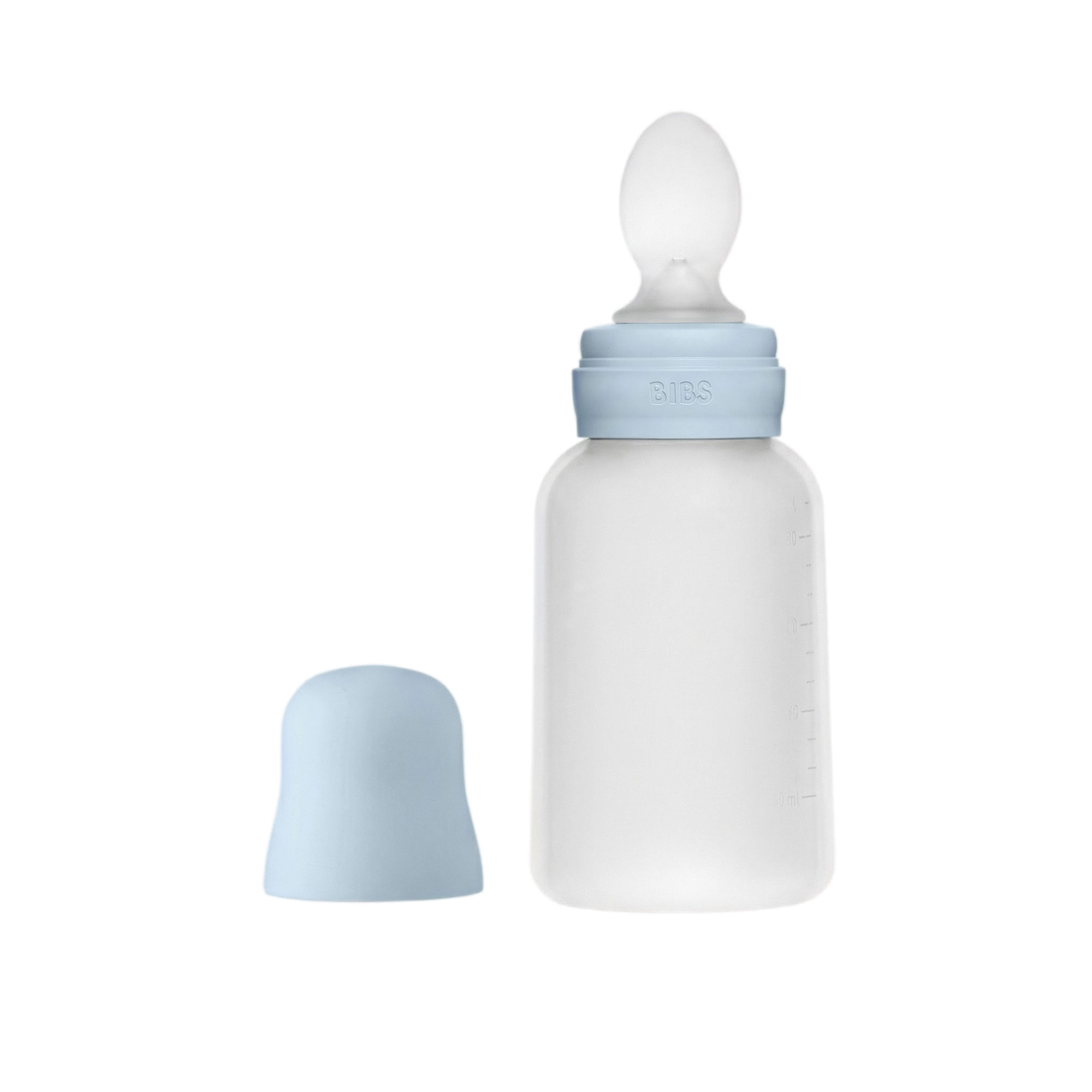 BIBS Squeeze silikónová kapsička s lyžičkou - Baby Blue