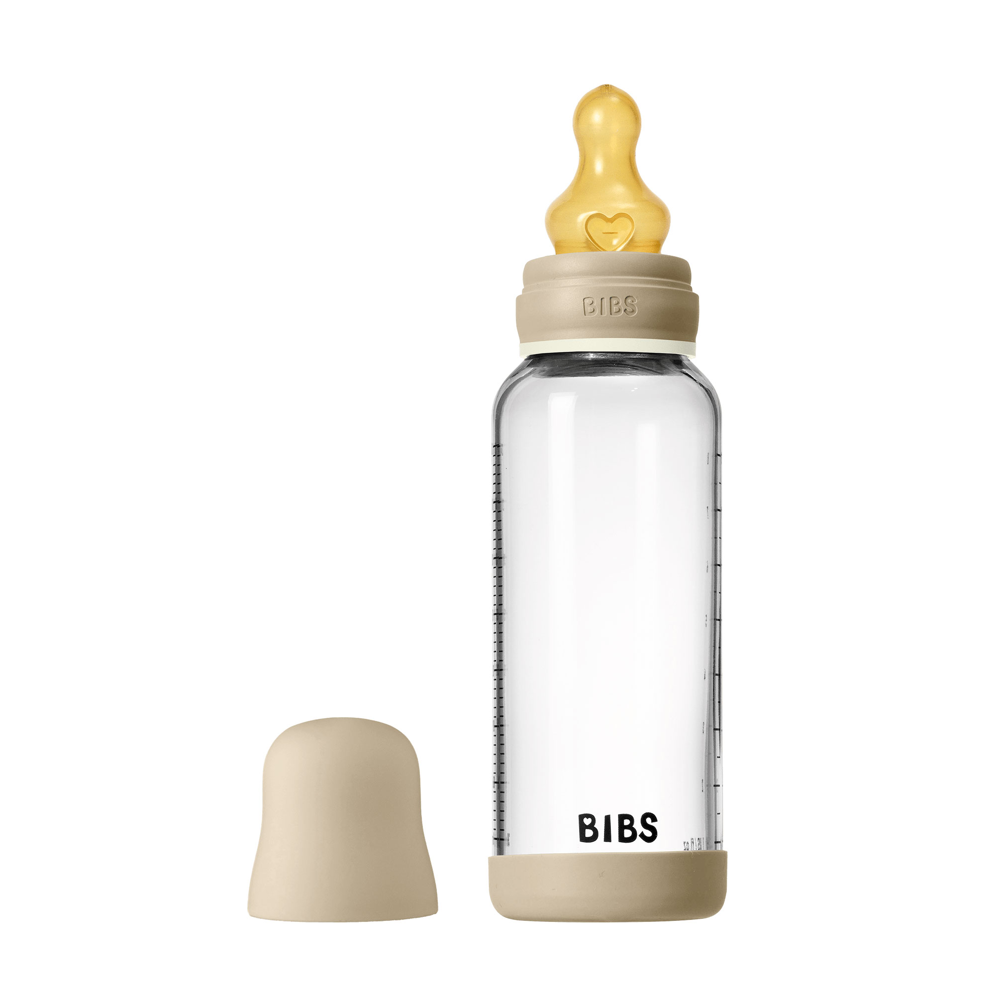 BIBS nočná antikoliková sklenená fľaša s kaučukovým cumlíkom 240ml - Vanilla